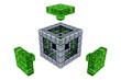 Illustration: 3D Cubes - Assembling Parts - Green Glass 3D Cubes - Assembling Parts - Green Glass