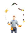 Foto: Manual worker juggling with tools Manual worker juggling with tools