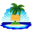 Vector: Tropical Island with Wooden Panel-Isola Tropicale con Cartello Tropical Island with Wooden Panel-Isola Tropicale con Cartello