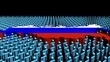 Russia map flag with many abstract people animation