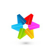 Colored 3D star logo vector