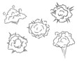 Vektor: Cartoon clouds and explosions Cartoon clouds and explosions