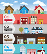 Vector: City banenr retro illustration with colorful icons City banenr retro illustration with colorful icons