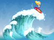 Vector: A girl surfing A girl surfing