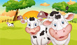 Vektor: A farm with many cows A farm with many cows