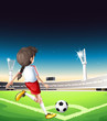 Vector: A female football player at the field A female football player at the field