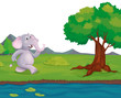 Vector: An elephant at the riverbank An elephant at the riverbank