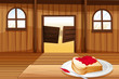 Vector: A table with a sandwich in a plate inside the saloon bar A table with a sandwich in a plate inside the saloon bar