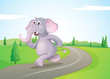 Vector: An elephant running at the road An elephant running at the road