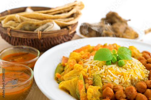 Photo: Biryani rice and chapati Biryani rice and chapati