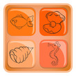 Vektor: A cube with images of sea creatures A cube with images of sea creatures