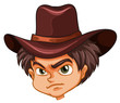 Vector: An angry face of a cowboy An angry face of a cowboy
