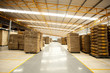 box factory, brown box indoor yellow factory building