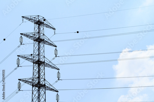 Photo: Detail of electricity pylon against Detail of electricity pylon against