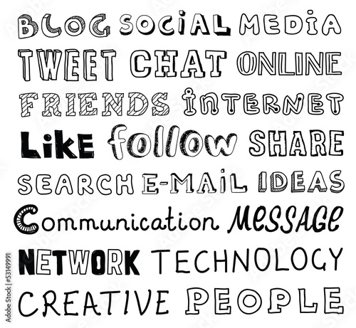 Vector: Social media vector sketch text Social media vector sketch text
