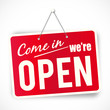 "We're open" sign