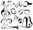 Cats and dogs silhouettes