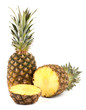Photo: Juicy pineapple with slices isolated on white background Juicy pineapple with slices isolated on white background