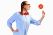 Photo: Young woman holding candy Young woman holding candy