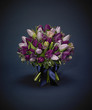 Tulip bunch on blue background