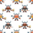 Dwarfs with beer mugs and axes, seamless