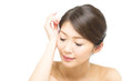 Foto: Beautiful young woman on white background Beautiful young woman on white background