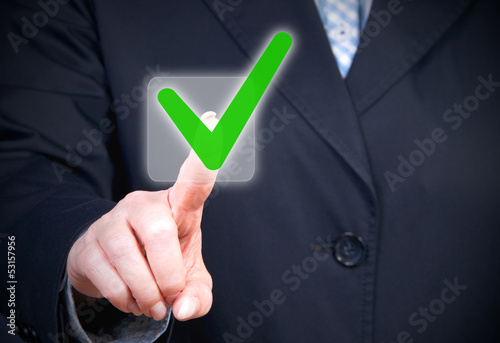 Illustration: Businesswoman with Checkbox Businesswoman with Checkbox