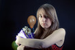 sad girl with a gift box