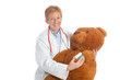female pediatrician with teddy bear