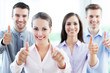 Business team with thumbs up