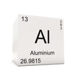 Illustration: Cube of Aluminium - element of the periodic table Cube of Aluminium - element of the periodic table
