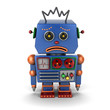 Sad vintage robot over white background