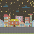 geometrical night seamless Vector cartoon town