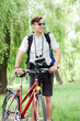 tourist with bicycle