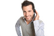 Customer service representative talking on phone