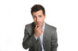 Portrait of businessman listening carefully