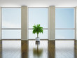 Illustration: Empty room with windows Empty room with windows