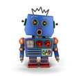 Surprised vintage robot over white background
