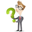 Businessman, holding question mark, FAQ