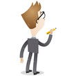 Businessman, back view, writing on wall, blank