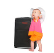 Foto: little baby girl with baggage suitcase little baby girl with baggage suitcase