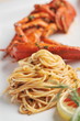 Seafood pasta linguine with fresh lobster