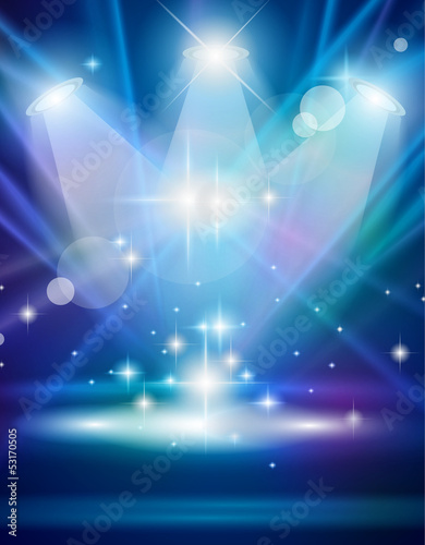 Vector: Magic Spotlights with Blue rays and glowing effect Magic Spotlights with Blue rays and glowing effect