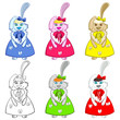 Vector: Easter Bunny Girls Colorful Easter Bunny Girls Colorful