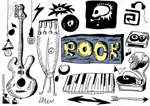 Illustration: Doodle rock music Doodle rock music