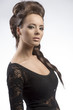 brunette girl with creative hair-style and cute make-up