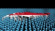 Singapore map flag with many abstract people animation