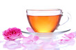 Rose tea isolated on white