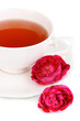 Rose tea isolated on white