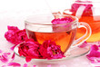Rose tea close up